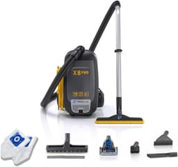 Prolux X8 Pro 10 lb Lightweight Commercial Backpack Vacuum – HEPA Filtration w/Sealed 8 Qt HEPA Bags, 120 CFM Commercial Suction, 50′ Cord, Loaded with Attachments