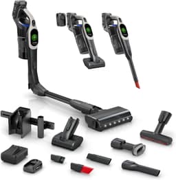 Bosch Unlimited 10 Cordless Stick Vacuum Cleaner - 2 Batteries Included, Up to 140 Min Total, Bendable Tube, Fast Charger, Pet Hair, Hard Floors and Carpets, 7 Accessories, Dark Cream